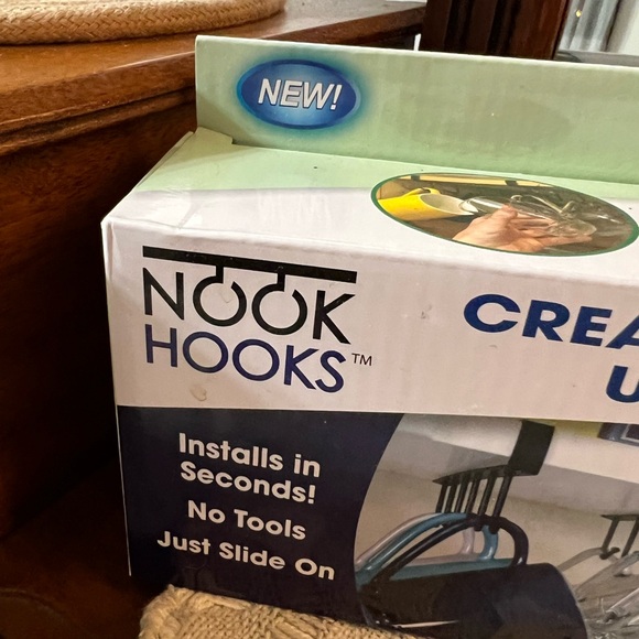 NOOK HOOKS Under Shelf Storage Hooks No Tools Needed Easy Install Set of 3 Black - Picture 3 of 4